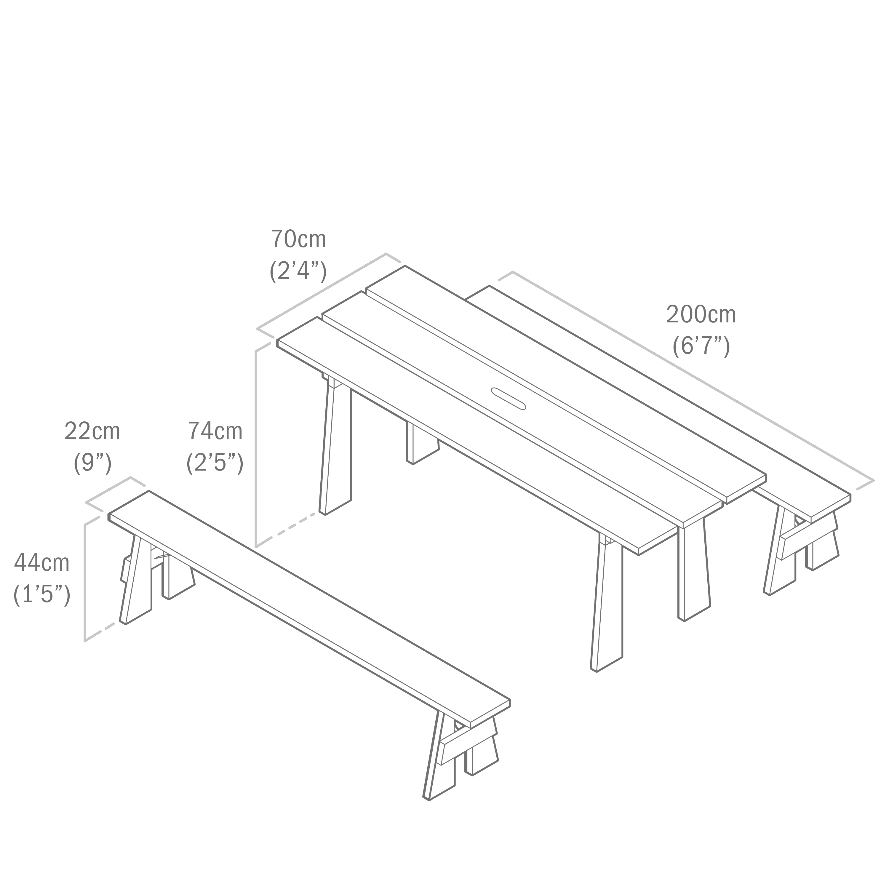 Tables and benches 200